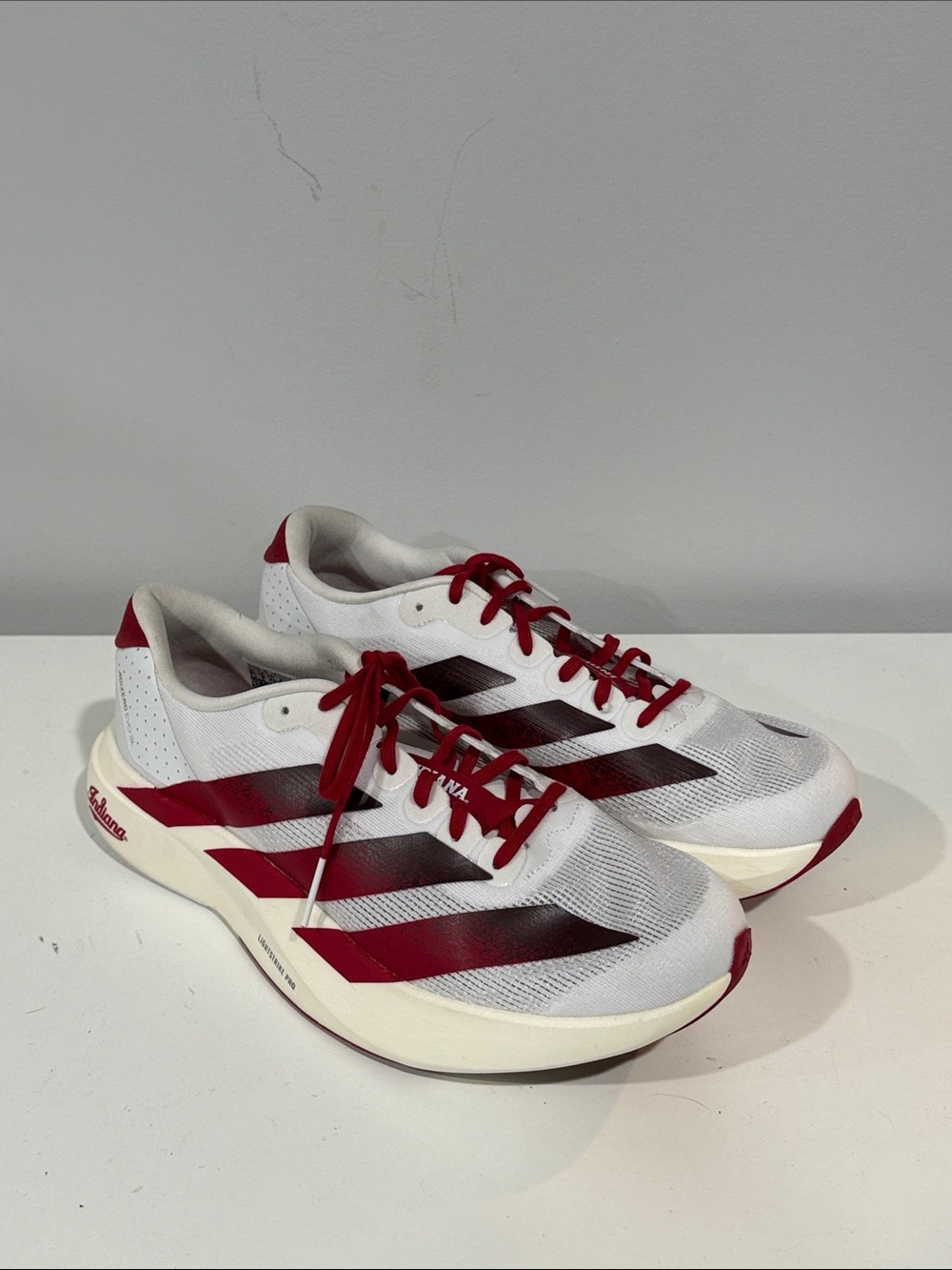 Adidas Evo SL Indiana Hoosiers White and Red Athletic Running Shoes 8.5